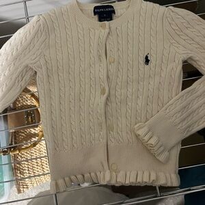 Ralph Lauren Cream Cable Knit Cardigan for girls
